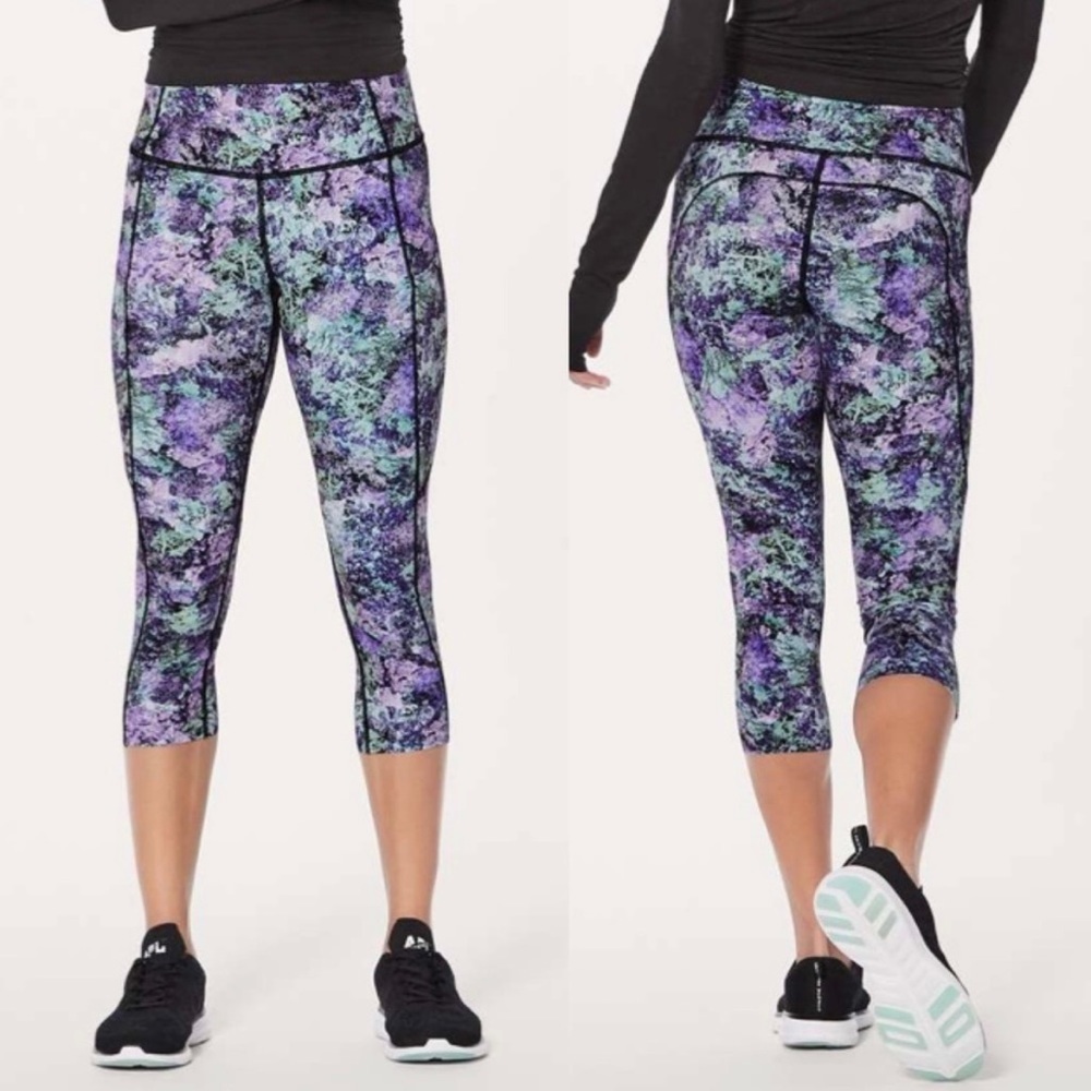 Lululemon Fast‎ & Free Crop II Nulux 19" in Vivid Vision Multi Black